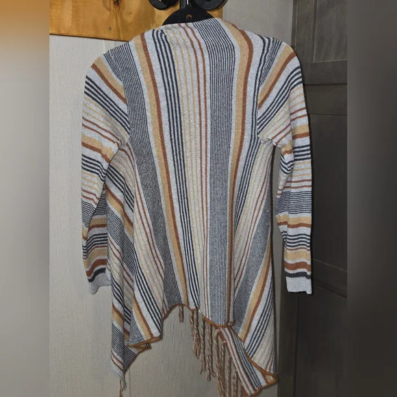 ###Earth Tone Striped Cardigan - Picture 5 of 7